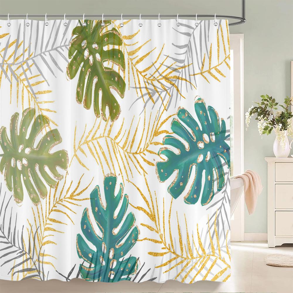 Green Plants Flowers Waterproof Polyester Shower Curtains Eco-friendly High Quality Bathroom Curtains Blind For Home Decorations