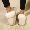Fashion 2024 Winter Plush Low-top Thick-soled Fur Warm Women's Slippers Flat New Horseshoe Cotton Rubber Roman Toe-cap Slippers Traf
