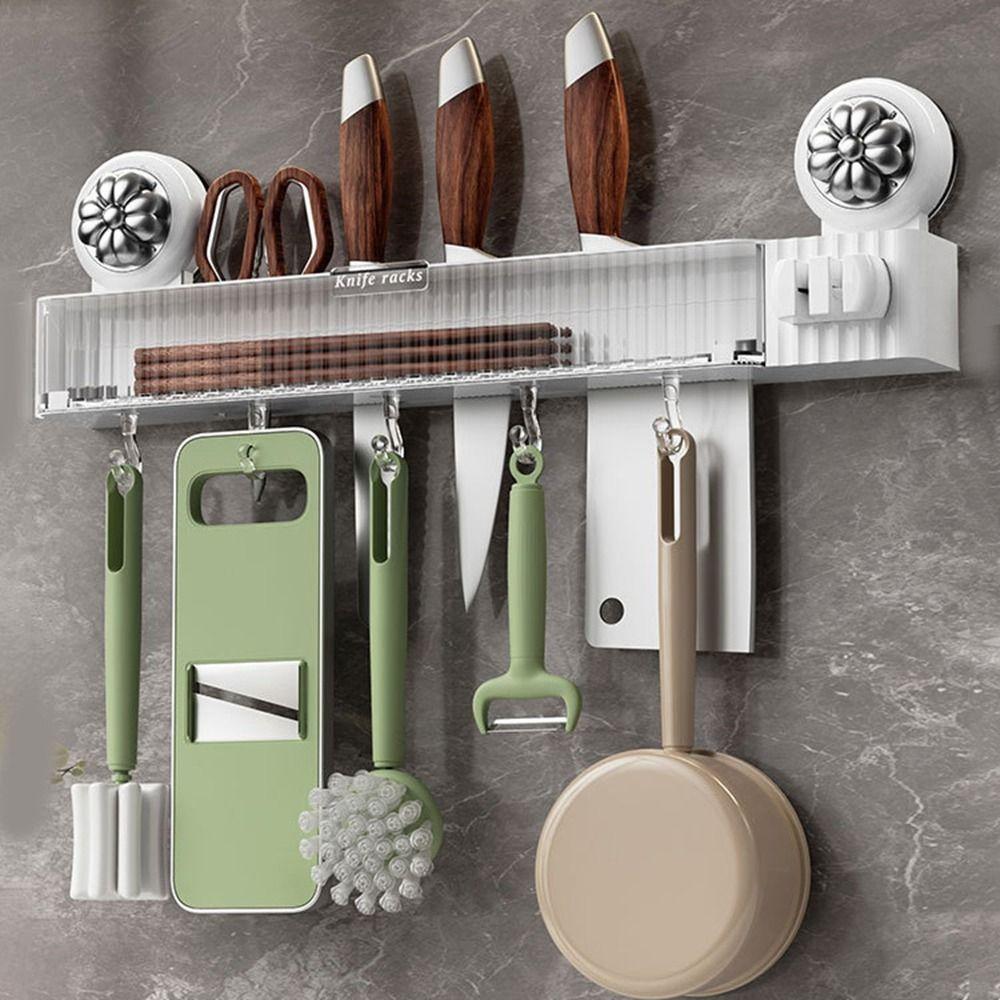 Wall Mounted Suction Cup Knives Rack Plastic Kitchenware Organizer Chopsticks Storage Box  for Home