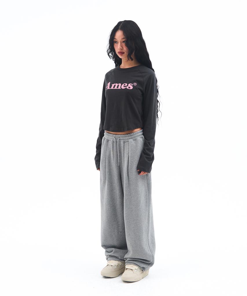 AMES-WORLDWIDE Basic Small Logo Sweat Pants Gray
