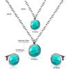 Songhua stone jewelry set female retro love shape round stud earrings necklace stainless steel jewelry set