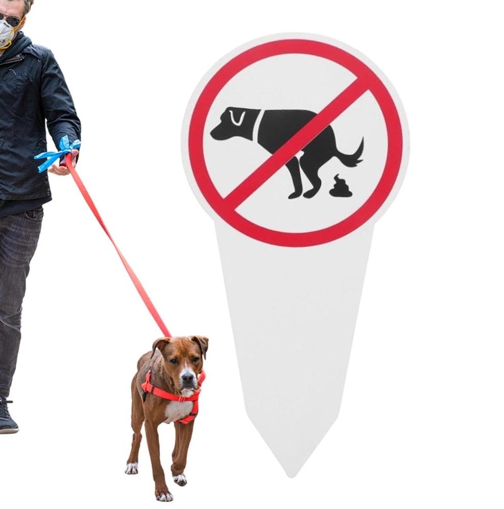 

Double Sided No Dog Poop Sign Painted No Pooping Sign Flower and Grass Sign білий