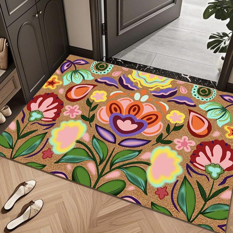Welcome Entrance Door Mat Floral Pet Tree Design Indoor Home Decor Foot Mat Dirt Resistant Absorbent Floor Mat for Home Entrance