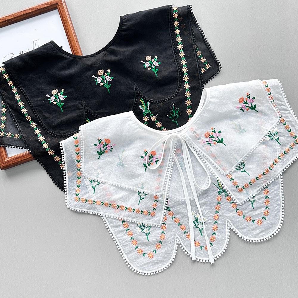 New Chinese Style Stand Lapel False Collar Women Embroidery Faux Half Shirt Blouse Fake Collars Sweater Shirt Detachable Collars