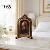 Crack Resistant Frame Vintage Picture Frame, Gold-Tone Round Oval Photo Arched Retro Exquisite Detail for Wall Hanging or Tabletop Display Home Decor