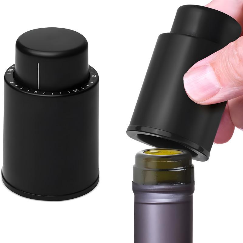 Red Wine Vacuum Stopper with Scale - Press-Type Seal for Freshness