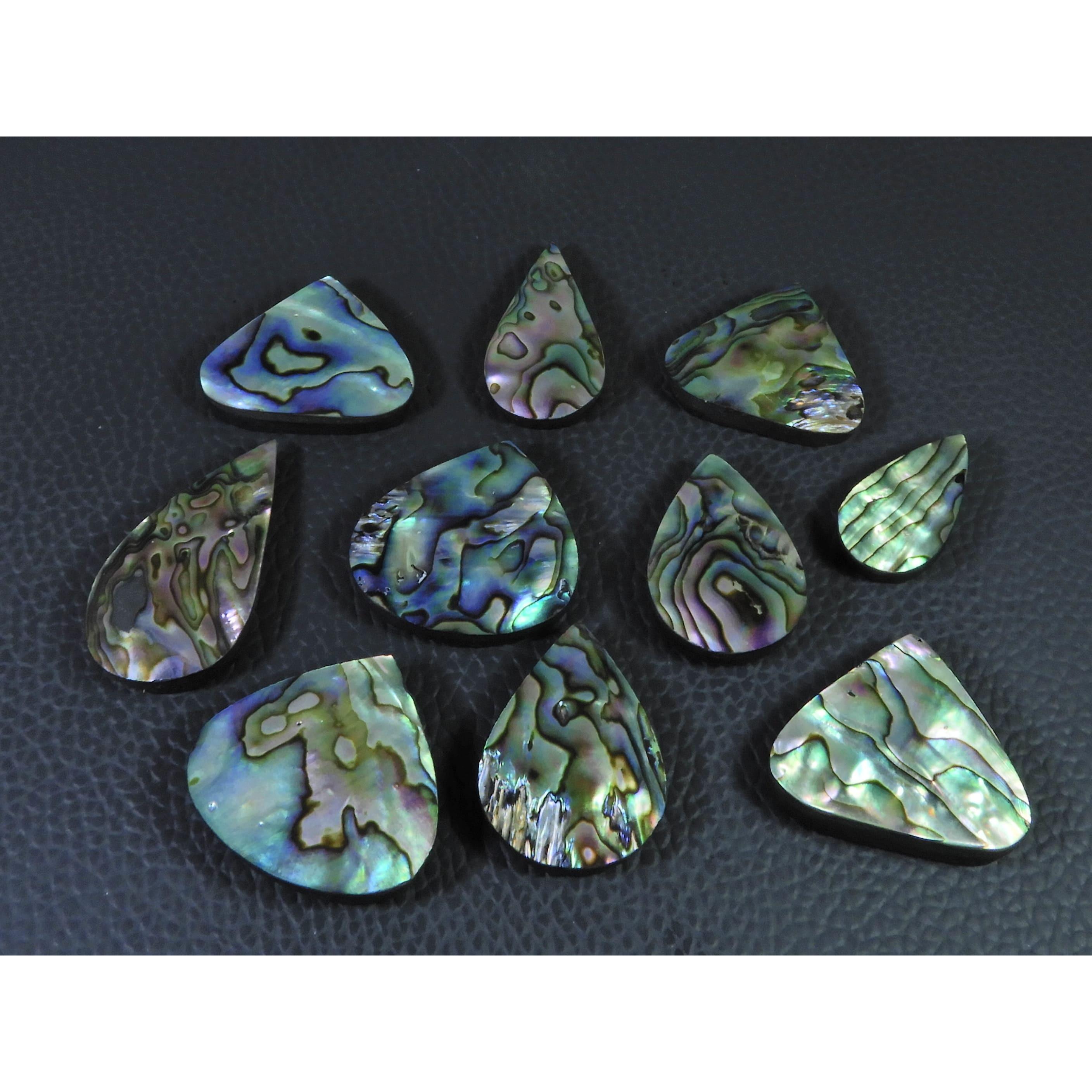 9Pcs Abalone Shell Pear Cabochon Loose Natural Gemstone 256Cts. Lot 27-29MM C-1725