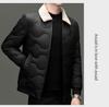 Men's Wool Collar Lightweight Down Jacket - Fashionable, Warm, Short Lapel Winter Coat for Middle-Aged