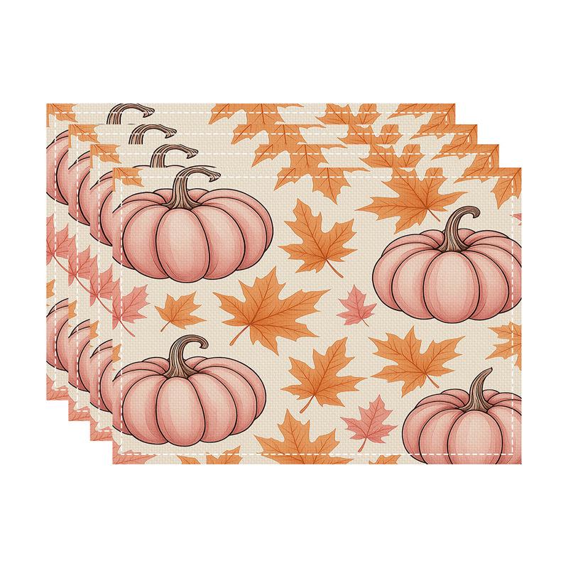 Autumn Thanksgiving Pumpkin & Maple Leaf Table Mat - Heat-Resistant Party Decor Coaster