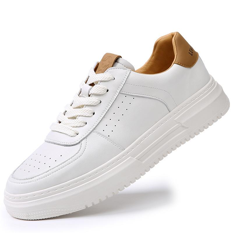 Cowhide little white shoes men's trendy versatile shoes men's 2025 autumn new breathable casual board shoes men's trendy shoes