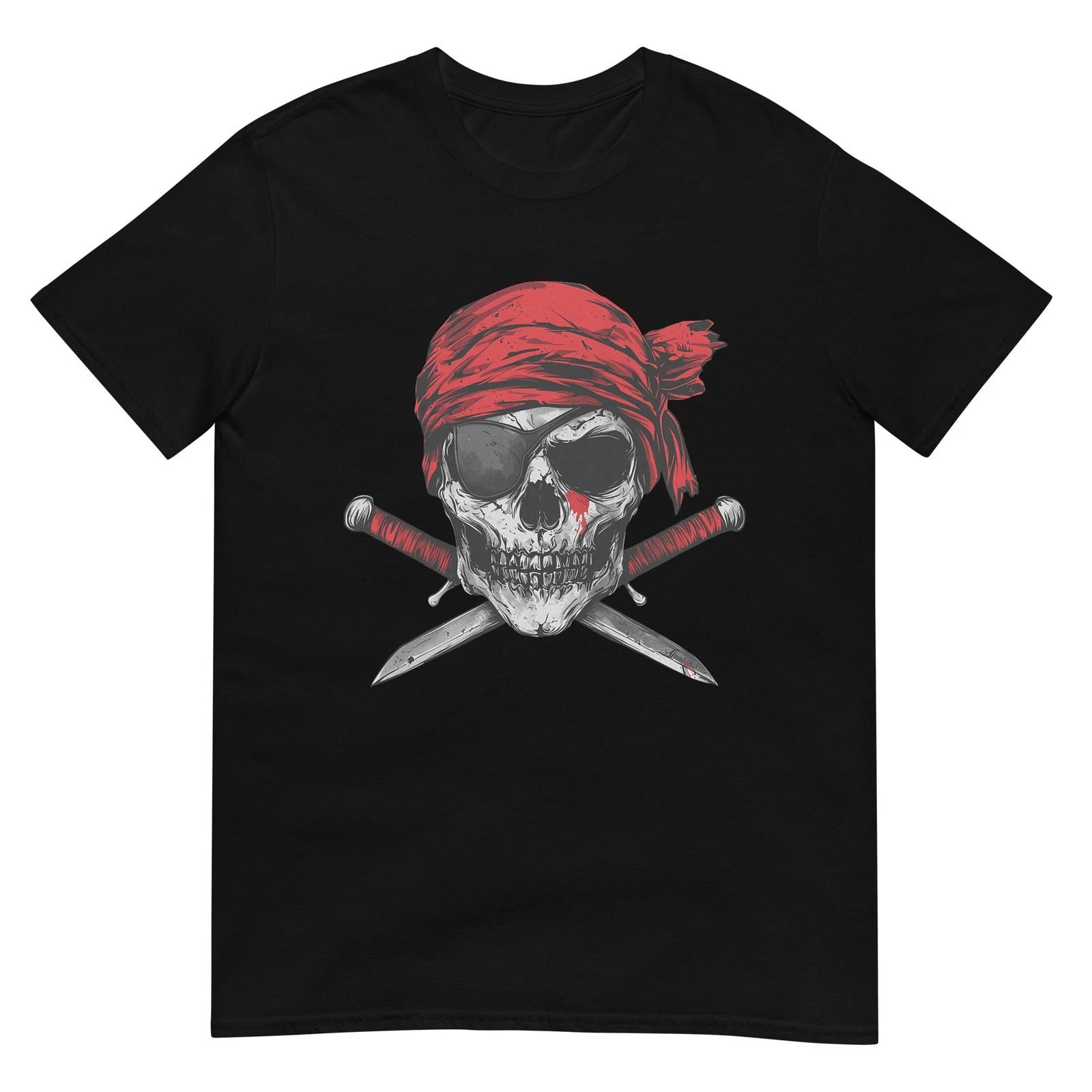 Pirate Flag Skull and Crossbones Skeleton Graphic Halloween T-Shirt 3XL