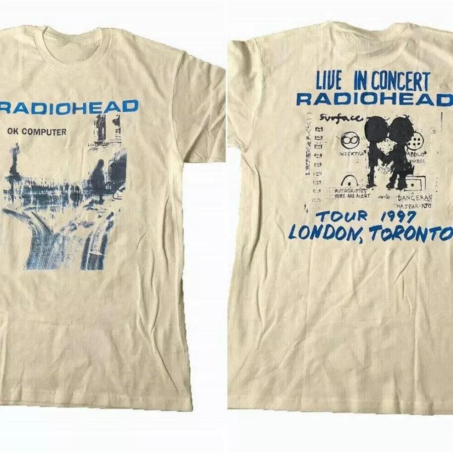 

Radiohead Ok Computer Альбомы 90-х Графический Песочная Футболка 2-сторонняя Хлопок Для Фанатов L