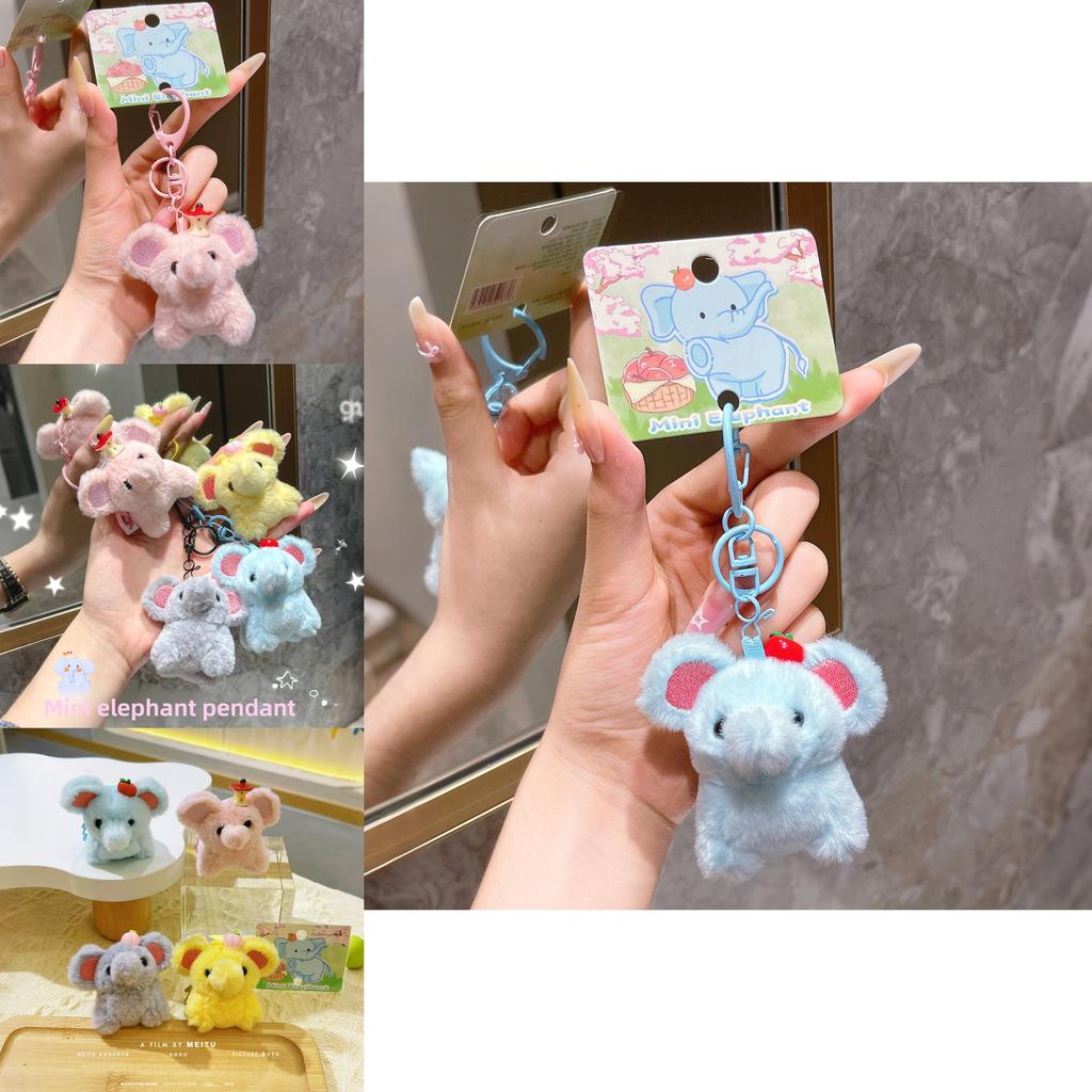 Plush Mini Elephant Keychain With Cartoon Design For Backpack Decor And Gift