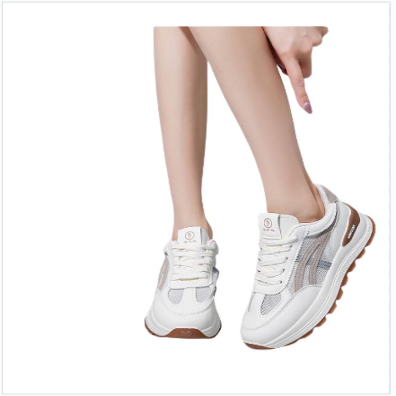 Fashionable New Comfortable And Breathable Sports Shoes For Women Spring And Autumn Mesh Round Toe Lace Up Casual Flat Shoes