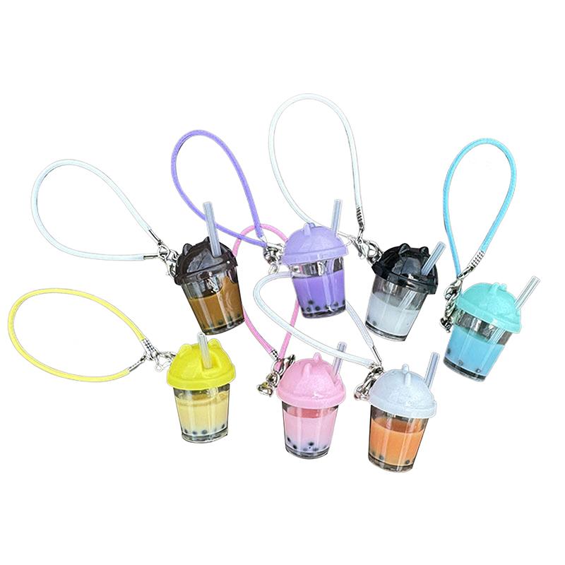 1:12 Miniatur Puppenhaus Perlenmilchtee Tasse Anhänger DIY Schlüsselanhänger Lernszene Ornament