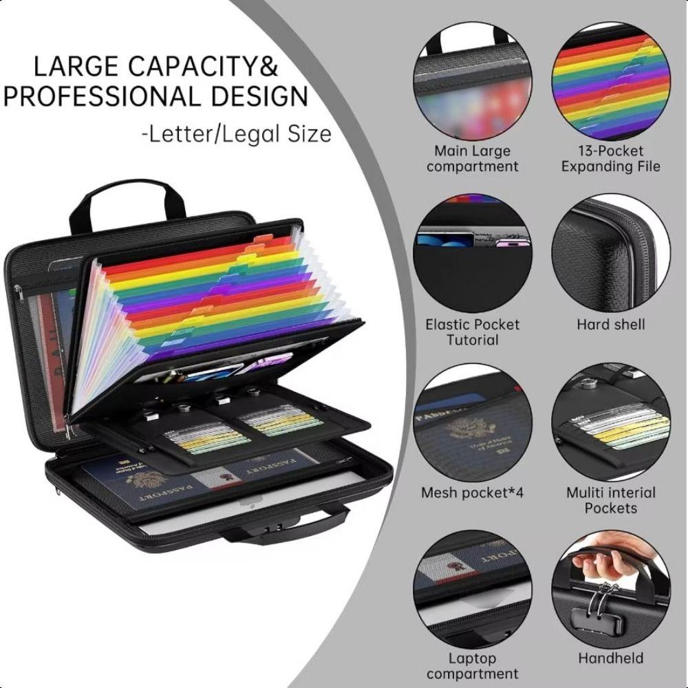 Waterproof Fireproof Document Box Large Capacity Portable Safe Storage Case  Office Use
