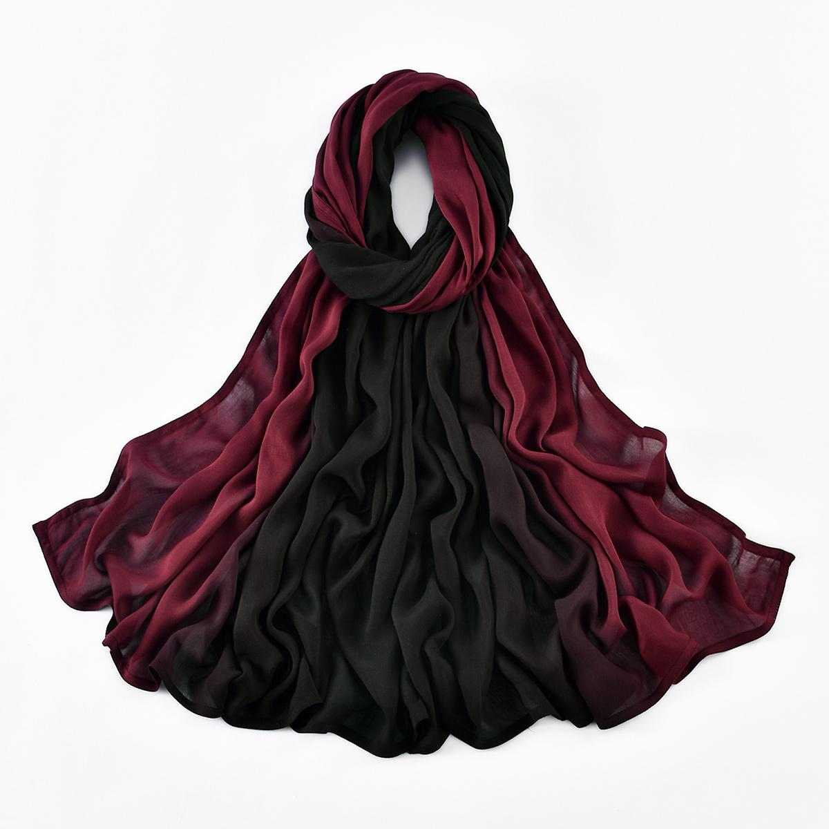 

Мусульманский градиентный хиджаб-шарф женский премиальный джерси хиджаб шаль модный цветной блок однотонный тюрбан мягкий хлопковый джерси головной платок