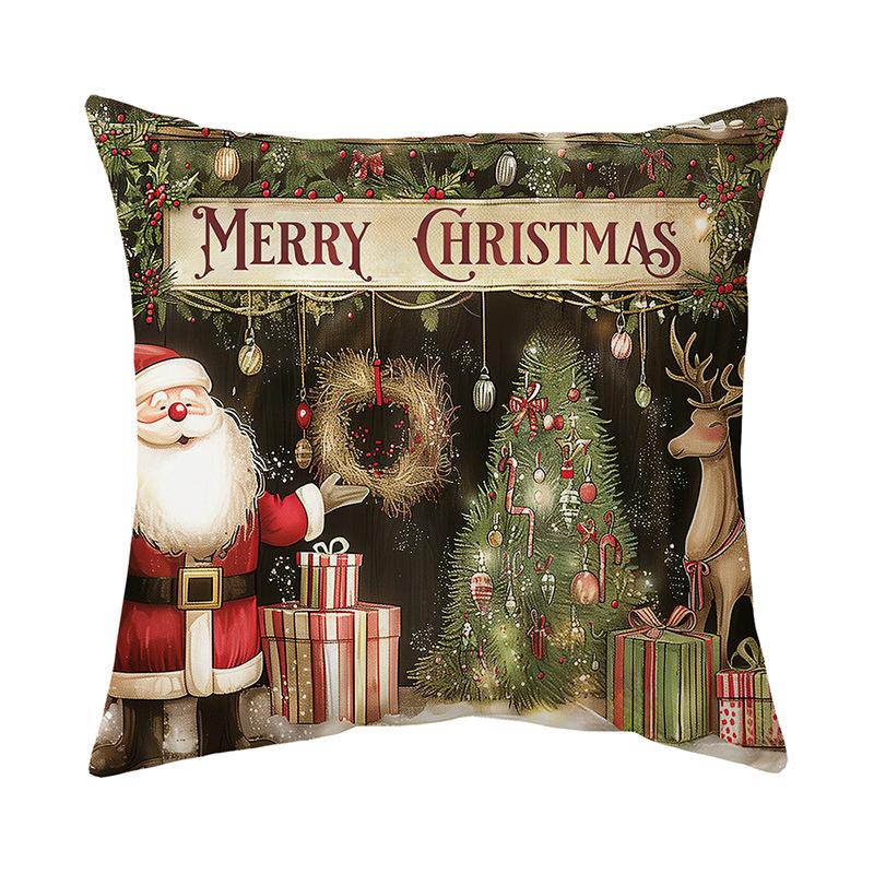 New Christmas Pillow Cover Super Soft Short Plush Printed Sofa Decorative Cushion Cover Home Cushion