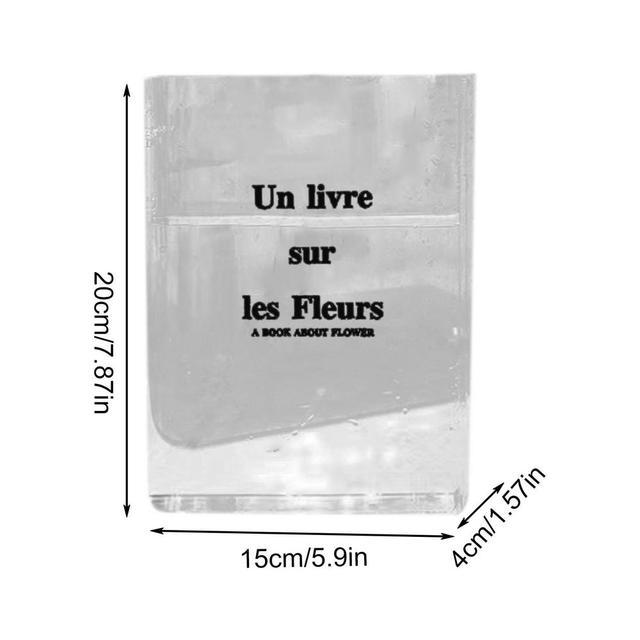 Book Vase Acrylic Book Vase Desktop Vase Bookcase Decoration Aquatic Table Vase Flower Home Decoration Flower Arrangement