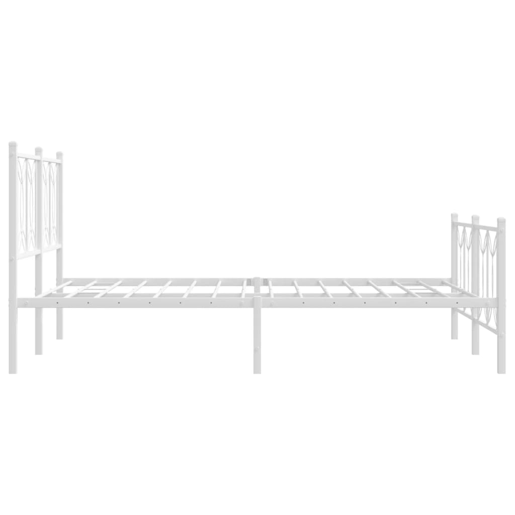 Metal Bed Frame with Headboard and Footboard White 140 x 200 cm