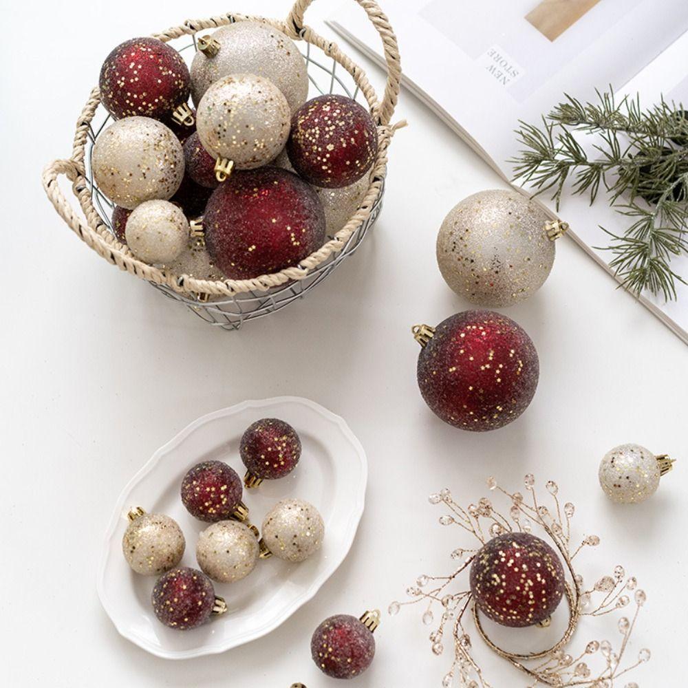 

6/12pcs Delicate Christmas Ball Set Creative Hanging Ornament DIY Supplies Frosted Ball Holiday Style 2