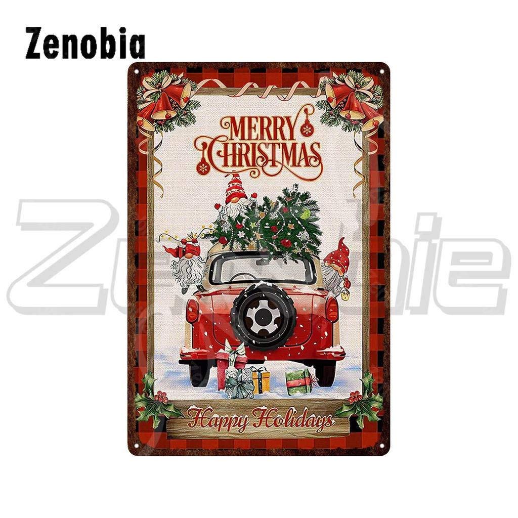 Christmas Metal Sign Santa Claus and Snowman Vintage Tin Sign Metal Plate Holiday Merry Christmas New Year Home Wall Decoration