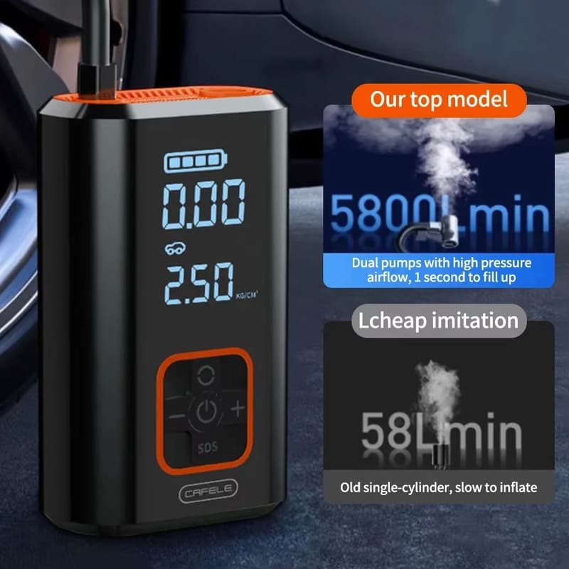 New Compact Car Portable Automatic Tire Inflator Tire Pressure Gauge Air Compressor with Intelligent Digital Display Emergency Car Inflator