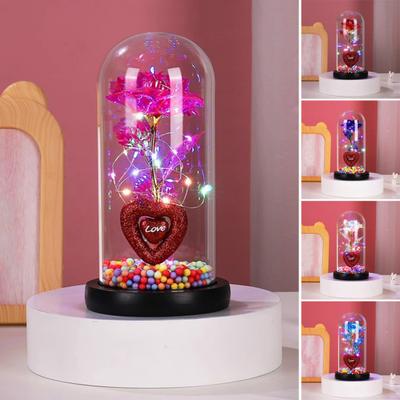Forever Rose Gift for Women Mom Wife Light Up Eternal Rose Flower In Glass Dome Romantic Gift for Weddings Valentine's Day