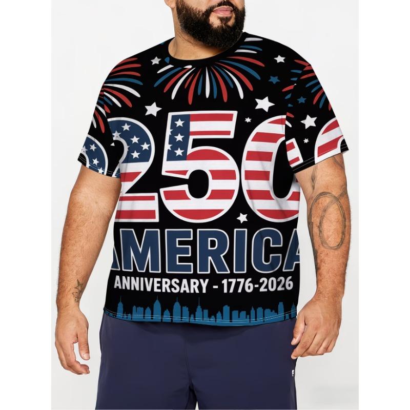 Mens 1776 2026 250 Years Of Freedom US Patriotic Eagle Print Short Sleeve XXS