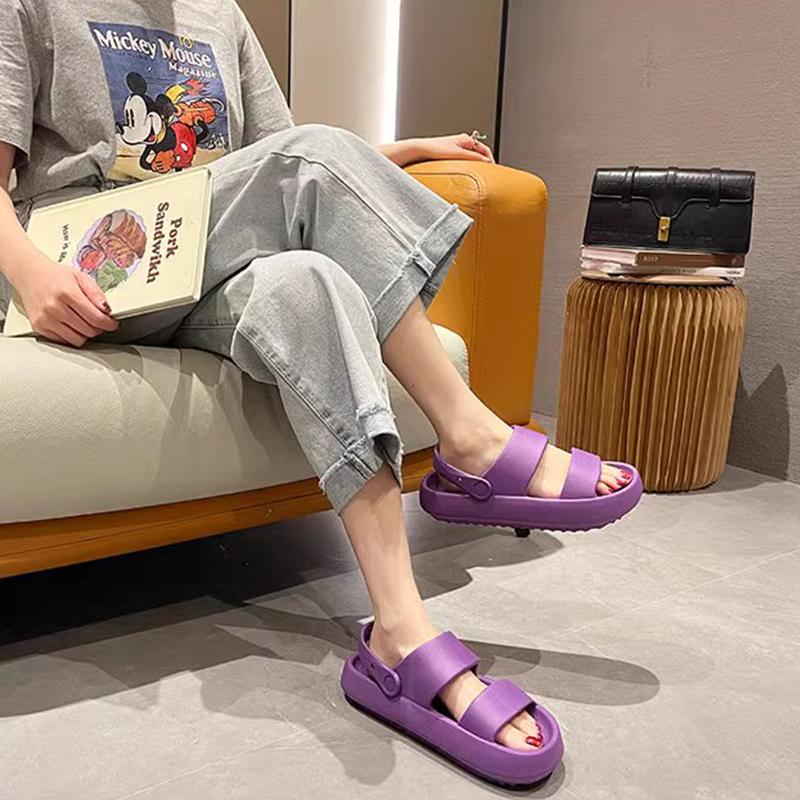 Fashion Smile Pop Summer Women Home Slippers With Snaps Outdoor Breathable Casual Sandals Women Non-slip Platform Beach Shoes Women
