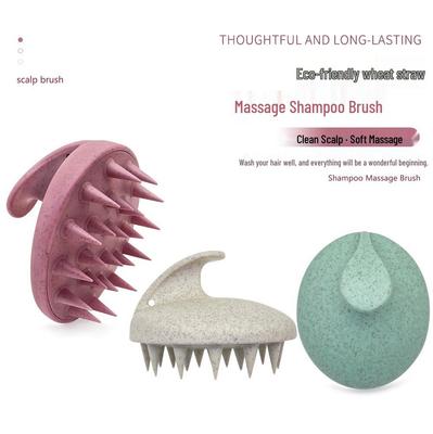 Wheat Straw Silicone Scalp Massage & Shampoo Brush for Wet/Dry Hair Styling