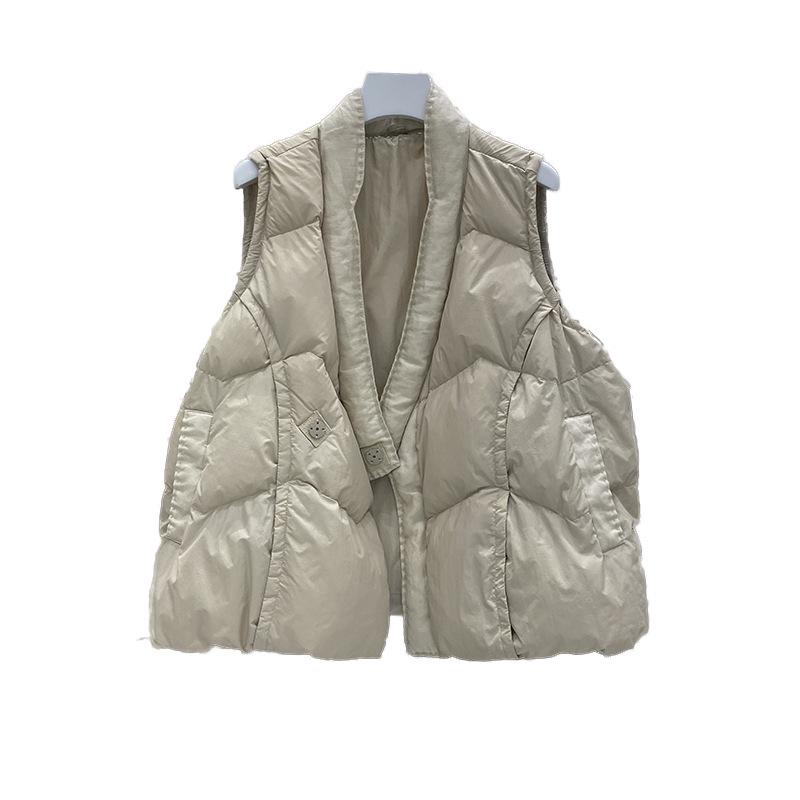 Women's Hand-Stitched Thickened V-Neck Down Vest - European Style Winter Jacket 2024