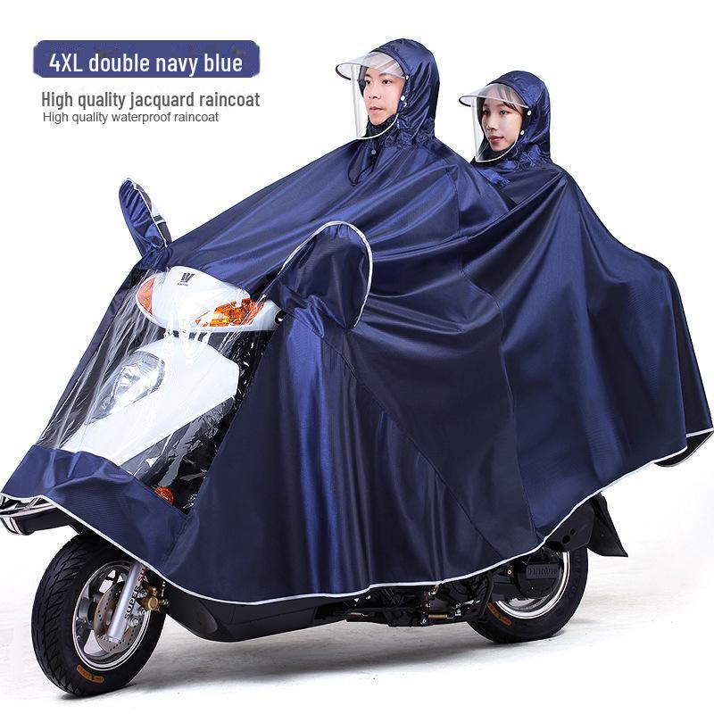 Double Electric Car/Motorcycle Raincoat - Thickened, Enlarged Jacquard for Two Adults