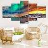 Modern Wall Art Decor Painting Natural Landscape Aurora Borealis 5 Pieces Snow-Capped Mountains And Lakes Pictures Canvas Print