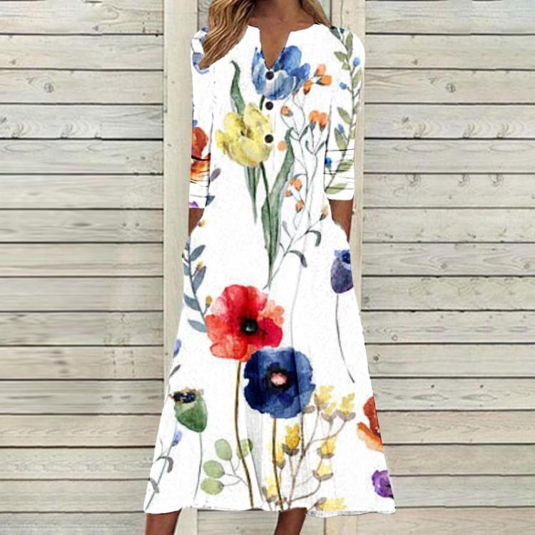 2023 Autumn Women Printed Maxi Dress Long Sleeve Open Chest Skirt Fashion Trendy