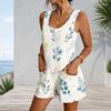 Patch Pocket Sleeveless Tank Romper For Plus Size Women