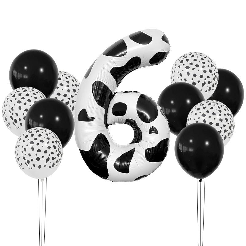 Cow Jungle Theme Balloon Set 40 Inch Black And White Digital Latex Balloon Decoration Birthday Party Decoration Photo