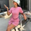 New Arrivals Open Run Women Crop ShorT Sleeve T shirT And bAnding ShorTs Summer