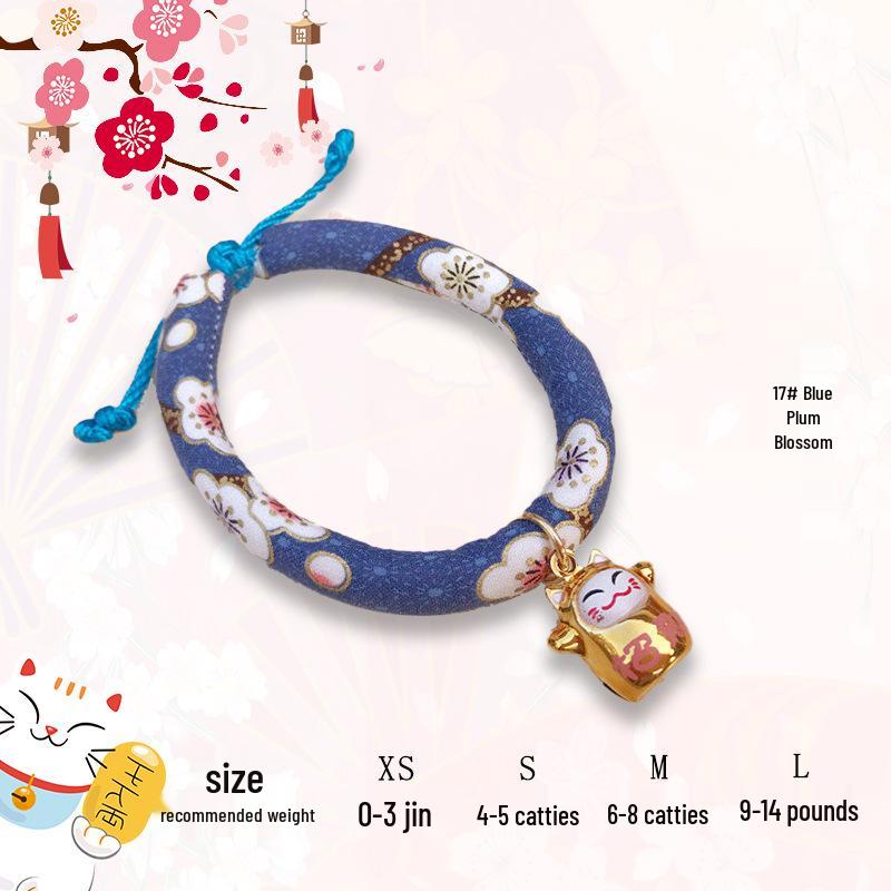 Maneki-Neko Style Pet Collar with Bell - Japanese & Korean Inspired for Cats and Dogs