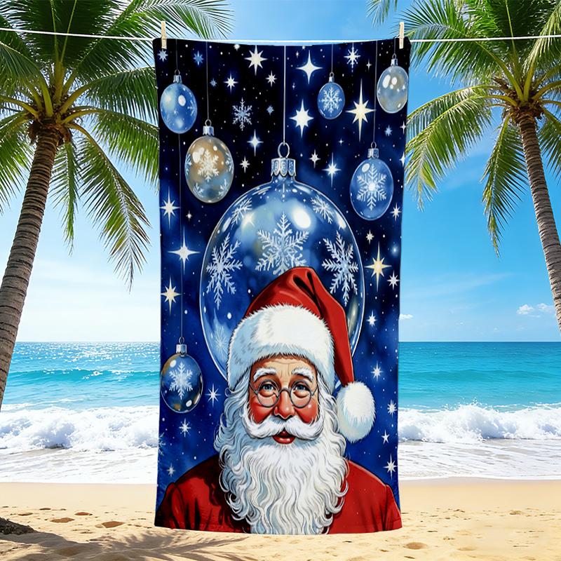 1Pc Santa Claus Christmas Night Beach Towel Quick Dry Multiuse For Beach Pool Gym Yoga Home Travel Christmas Halloween Xmas Gift S1132