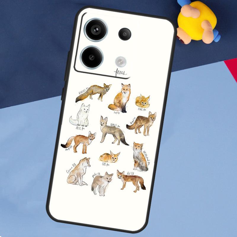 Fox Animal Pattern Case for Xiaomi Redmi 13C 12C 10C 10A 9C Note 12 13 10 8 9 11 Pro 12S 10S 11S Phone Cover