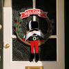 Christmas Gnome Wreath 13 Inch Artificial Vine Wreath with Soldier Gnome Front Door Welcome Sign for Indoor Outdoor Xmas Home Porch Decor