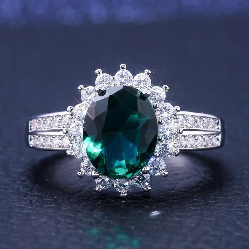2026 New Luxury Fashion Green Zirconia Crystal Ring for Women's Engagement/Wedding/Anniversary Party Personalized Jewelry