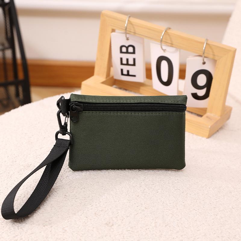 Solid Canvas Mini Coin Purse Simple Zipper Kid Storage Pouch Cute Mini Wallet For Women Men Coin Key Bag
