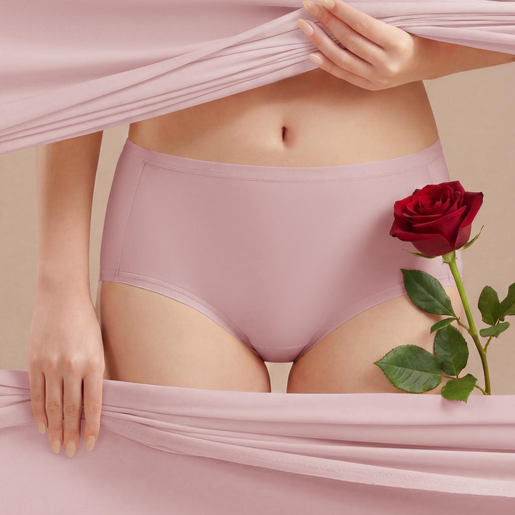 Women's Summer Ultra Thin Rose Fragrance Anti  Bacterial Quick  Drying Breathable Invisible Ice Silk No Trace Briefs