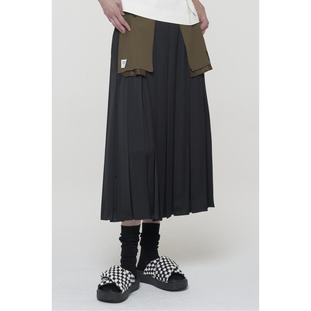 RECODE Pocket Patchwork Pleats Skirt_Rqkam24534Bkx