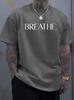 Tricou Unisex cu Gât Rotund Simplu Imprimat cu Literele Cuvântului Breathe Mânecă Scurtă Larg Supradimensionat Masculin Zilnic Casual Moale Respirabil Basic Top