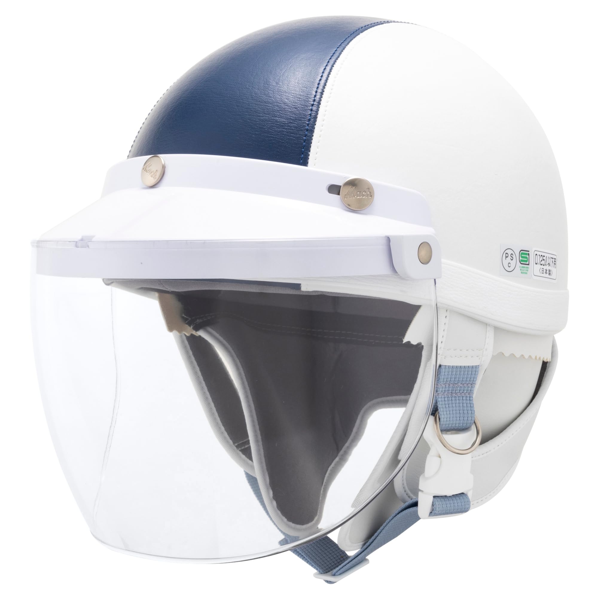

SANADA MACH FF Vintage Retro for Motorcycles under Navy x Free Size Helmet, Style, Leather-covered, 125cc, White, (57-60cm)