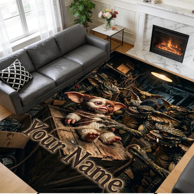 Crystal Velvet Rug Custom Name Text, Soft Non Slip Floor Mat Home DecorGremlins Gizmo