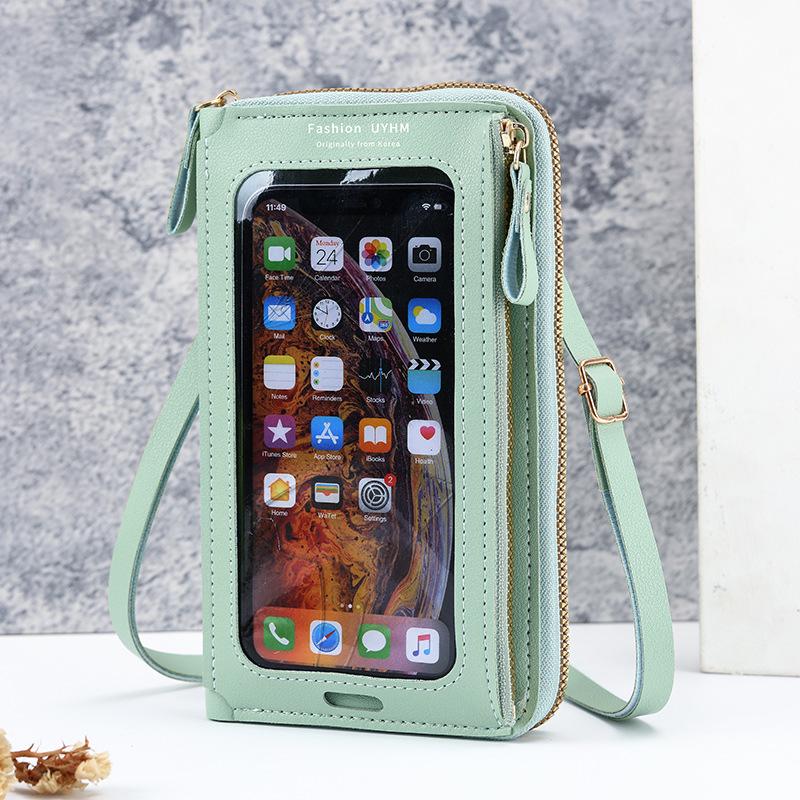 

2022 Women s Touchscreen Phone Bag - Crossbody Anti-theft Transparent Mini Shoulder Bag Wallet Phone Holder зелений